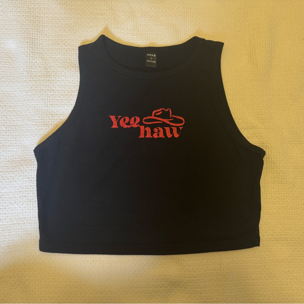 SHEIN Black YeeHaw Crop Top